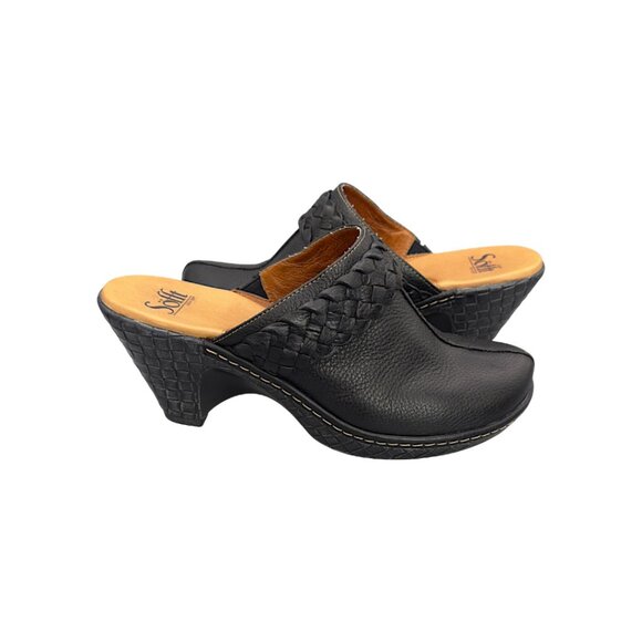 Söfft Black Leather Woven Clogs | Women’s Size 8M - Picture 1 of 8